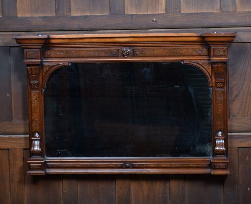 EDWARDIAN WALNUT OVER MANTLE MIRROR - ADDITIONAL PHOTO 10