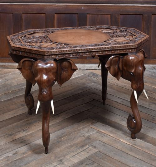 angloindian elephant side table - CATEGORY: ANTIQUE TABLES - DATED 19TH CENTURY