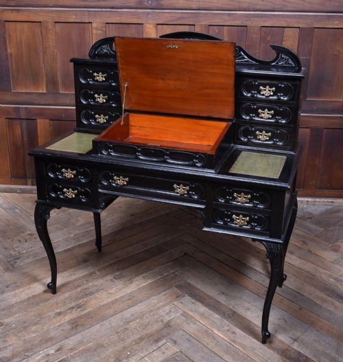 BLACK LACQUERED EDWARDIAN LADIES WRITING DESK - ADDITIONAL PHOTO 8