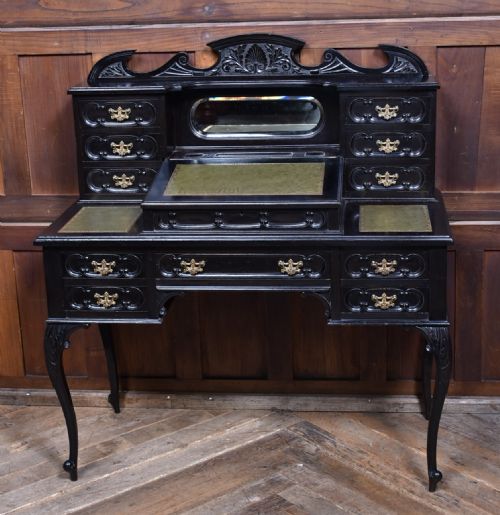 BLACK LACQUERED EDWARDIAN LADIES WRITING DESK - ADDITIONAL PHOTO 11