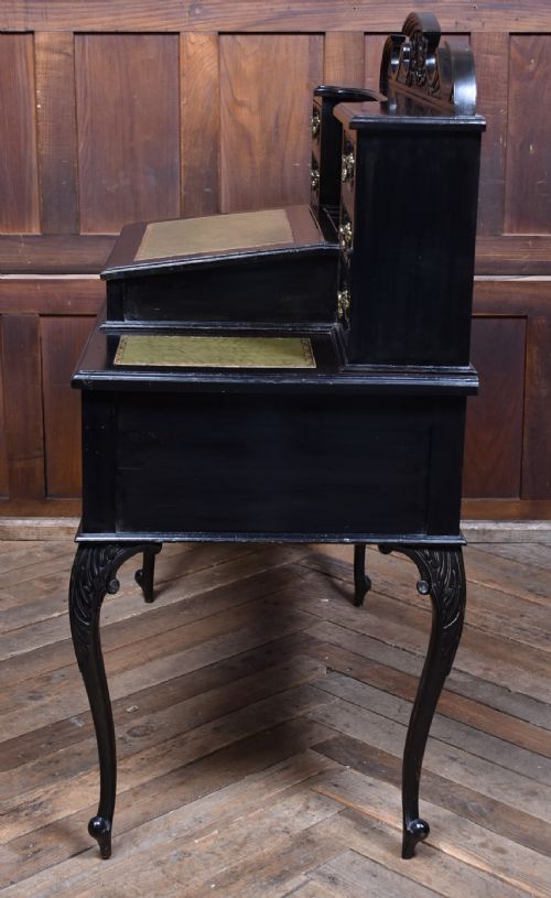 BLACK LACQUERED EDWARDIAN LADIES WRITING DESK - ADDITIONAL PHOTO 12