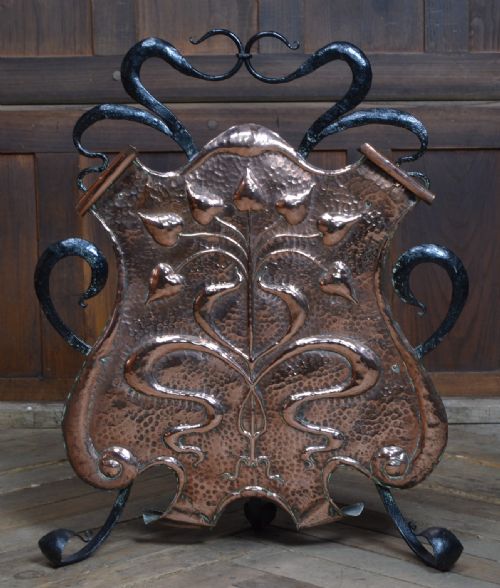 ART NOUVEAU COPPER FIRE SCREEN - ADDITIONAL PHOTO 4