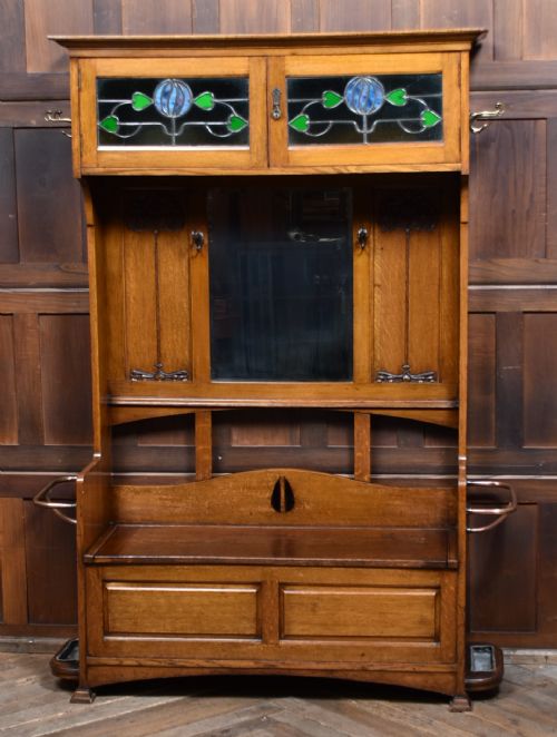 ART NOUVEAU OAK HALL STAND - ADDITIONAL PHOTO 1