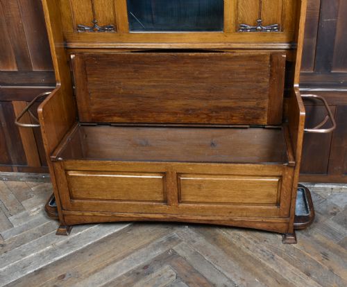 ART NOUVEAU OAK HALL STAND - ADDITIONAL PHOTO 9