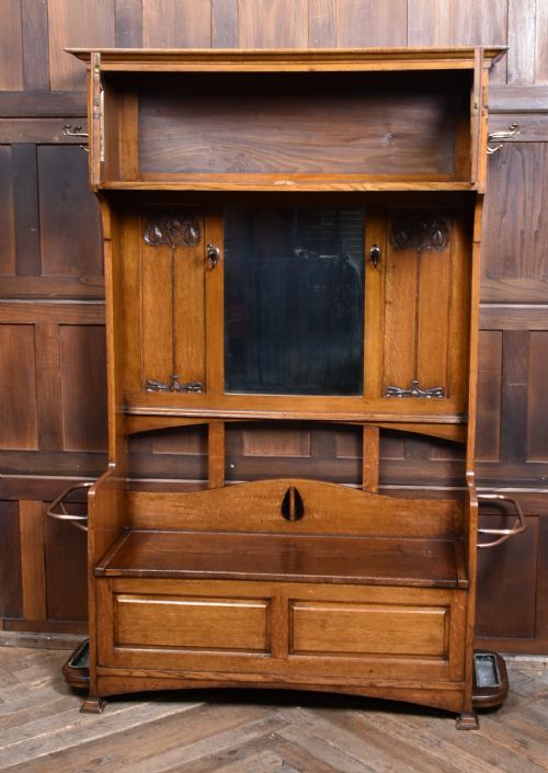 ART NOUVEAU OAK HALL STAND - ADDITIONAL PHOTO 10