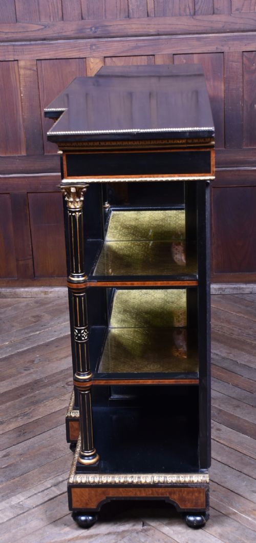 VICTORIAN EBONIZED AMBOYNA BREAKFRONT CREDENZA - ADDITIONAL PHOTO 13