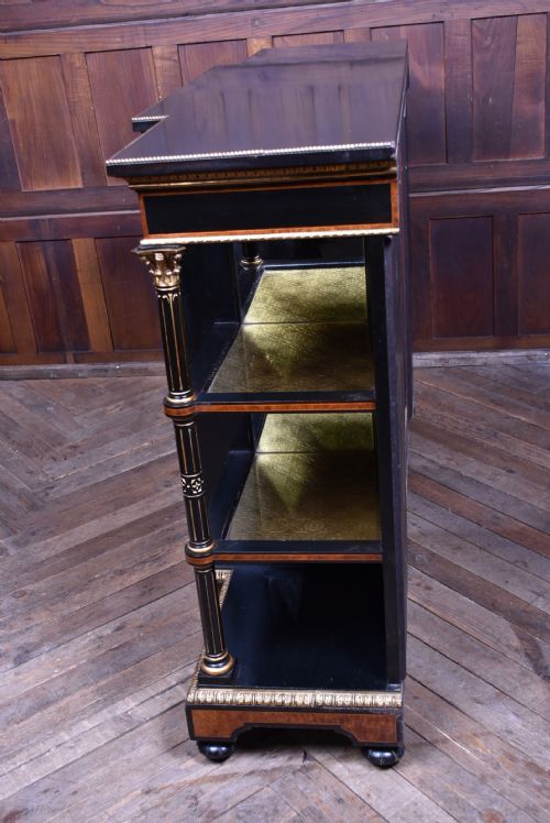 VICTORIAN EBONIZED AMBOYNA BREAKFRONT CREDENZA - ADDITIONAL PHOTO 14