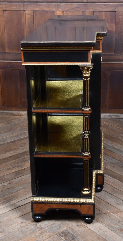 VICTORIAN EBONIZED AMBOYNA BREAKFRONT CREDENZA - ADDITIONAL PHOTO 18