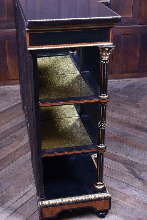 VICTORIAN EBONIZED AMBOYNA BREAKFRONT CREDENZA - ADDITIONAL PHOTO 19