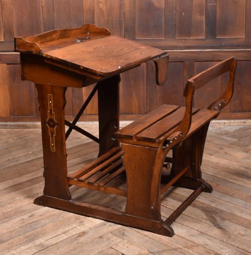 EDWARDIAN OAK DESK AND CHAIR - ADDITIONAL PHOTO 2