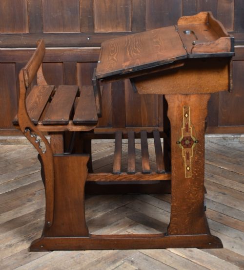 EDWARDIAN OAK DESK AND CHAIR - ADDITIONAL PHOTO 3