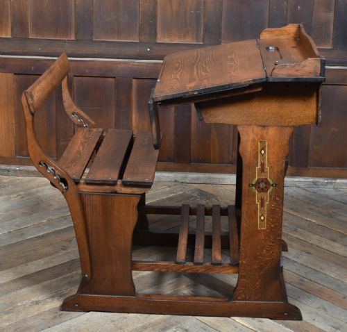 EDWARDIAN OAK DESK AND CHAIR - ADDITIONAL PHOTO 4
