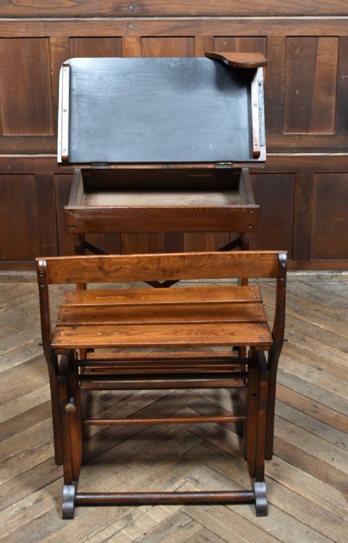 EDWARDIAN OAK DESK AND CHAIR - ADDITIONAL PHOTO 15