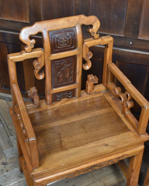 PAIR OF CHINESE HARDWOOD ARMCHAIRS - ADDITIONAL PHOTO 3