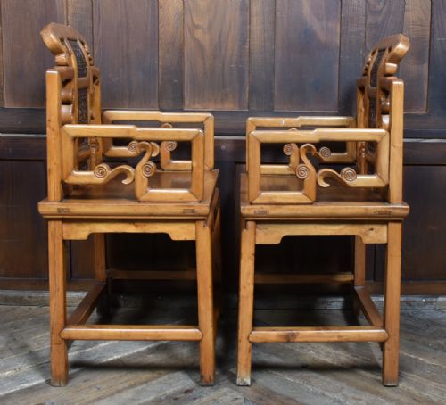 PAIR OF CHINESE HARDWOOD ARMCHAIRS - ADDITIONAL PHOTO 11