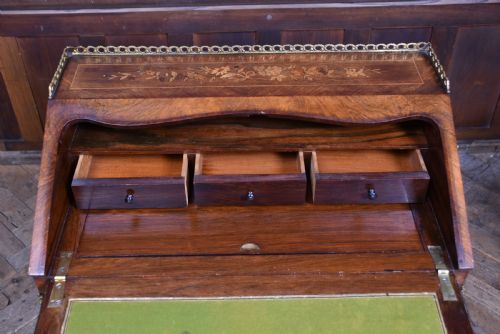 VICTORIAN MARQUETRY BUREAU DU DAME WRITING DESK - ADDITIONAL PHOTO 11