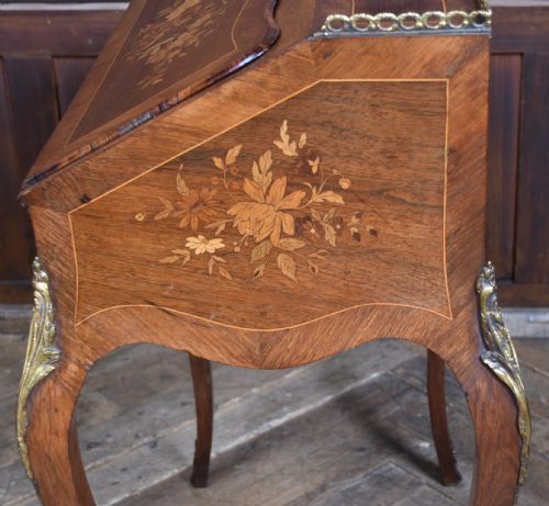 VICTORIAN MARQUETRY BUREAU DU DAME WRITING DESK - ADDITIONAL PHOTO 16
