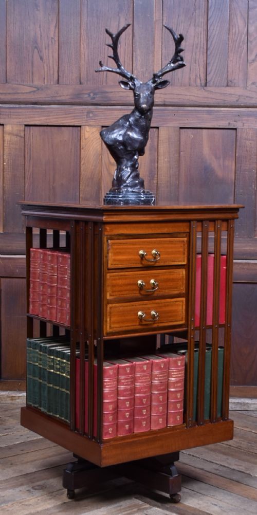 edwardian mahogany revolving bookcase - CATEGORY: ANTIQUE BOOKCASES - DATED EDWARDIAN