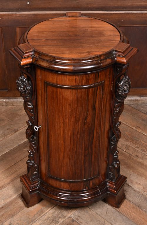 VICTORIAN ROSEWOOD CYLINDER CUPBOARD - ADDITIONAL PHOTO 3