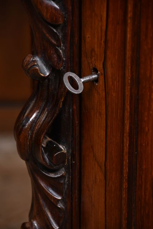VICTORIAN ROSEWOOD CYLINDER CUPBOARD - ADDITIONAL PHOTO 9