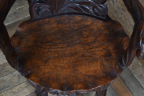 CARVED ANGLOINDIAN KASHMIR WALNUT ARMCHAIR - ADDITIONAL PHOTO 5