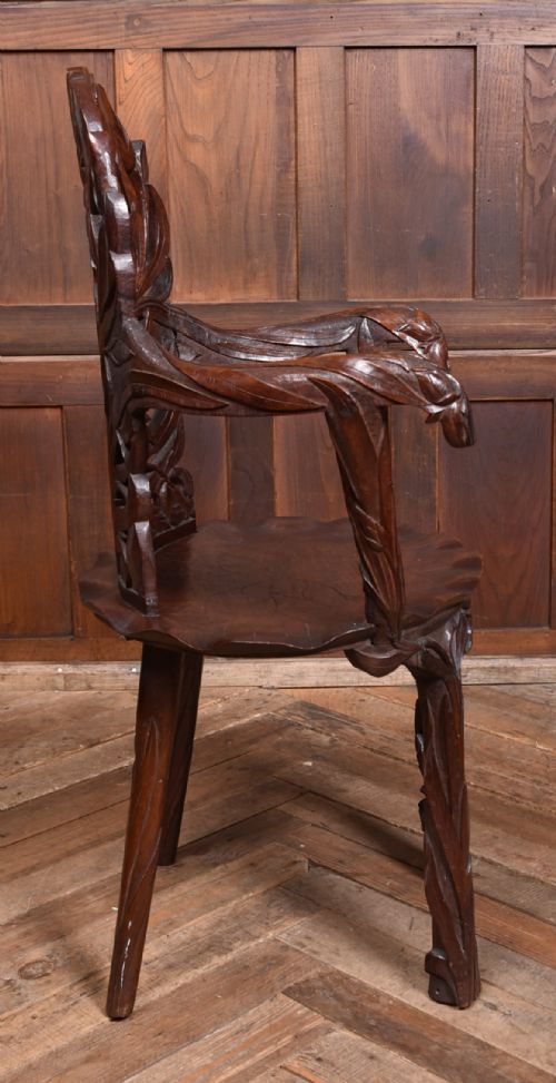 CARVED ANGLOINDIAN KASHMIR WALNUT ARMCHAIR - ADDITIONAL PHOTO 7