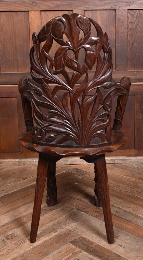 CARVED ANGLOINDIAN KASHMIR WALNUT ARMCHAIR - ADDITIONAL PHOTO 8