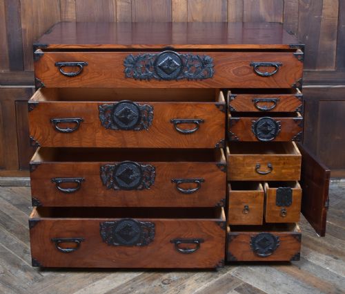 JAPANESE CEDAR WOOD TANSU CHEST - ADDITIONAL PHOTO 9