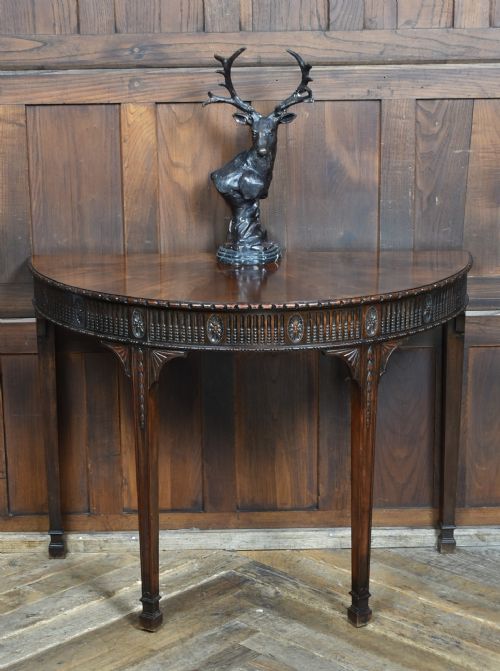 EDWARDIAN MAHOGANY DEMI LUNE CONSOLE TABLE - ADDITIONAL PHOTO 1