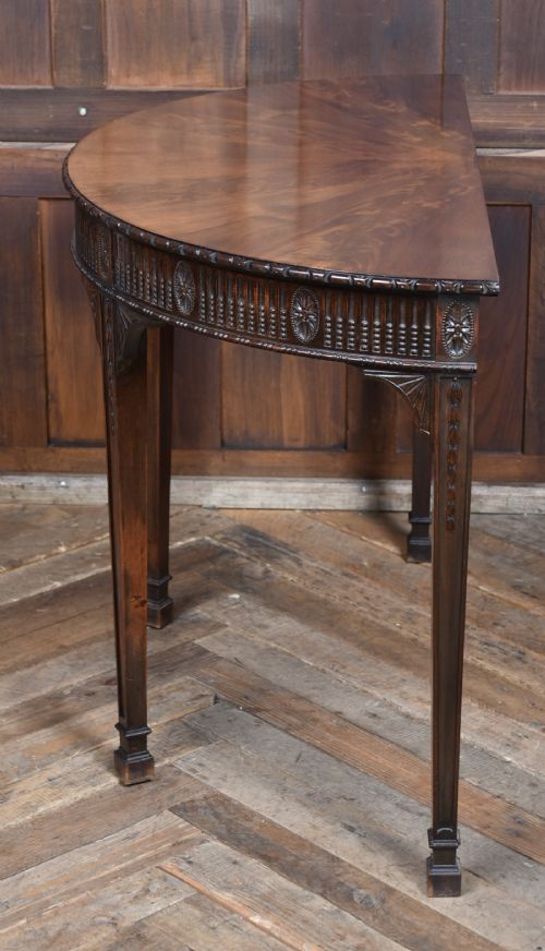 EDWARDIAN MAHOGANY DEMI LUNE CONSOLE TABLE - ADDITIONAL PHOTO 11