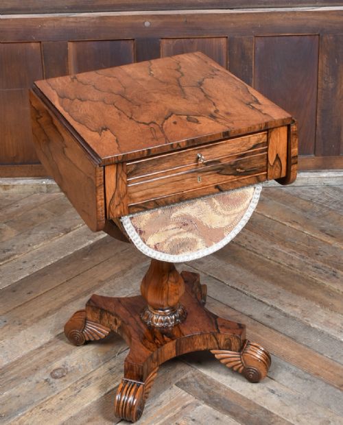 VICTORIAN DROPLEAF ROSEWOOD WORK TABLE - ADDITIONAL PHOTO 1