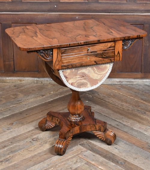 VICTORIAN DROPLEAF ROSEWOOD WORK TABLE - ADDITIONAL PHOTO 2
