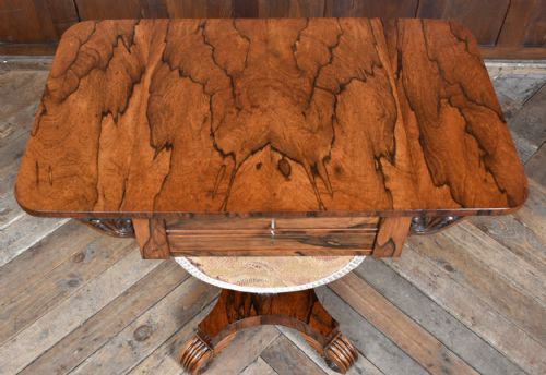 VICTORIAN DROPLEAF ROSEWOOD WORK TABLE - ADDITIONAL PHOTO 3