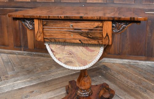 VICTORIAN DROPLEAF ROSEWOOD WORK TABLE - ADDITIONAL PHOTO 4