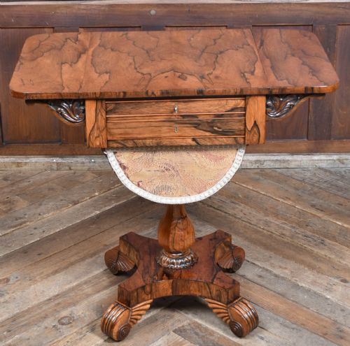VICTORIAN DROPLEAF ROSEWOOD WORK TABLE - ADDITIONAL PHOTO 5