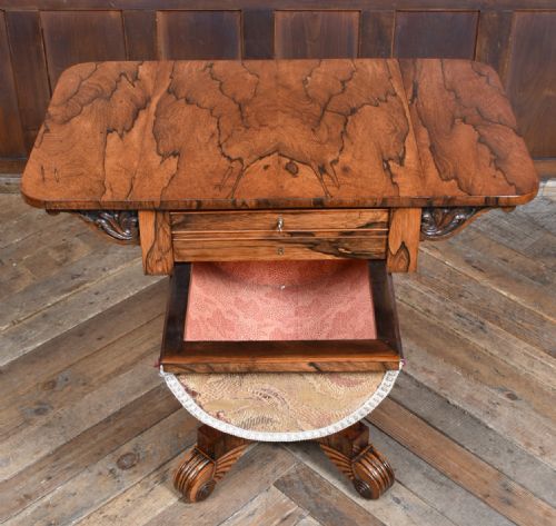 VICTORIAN DROPLEAF ROSEWOOD WORK TABLE - ADDITIONAL PHOTO 9