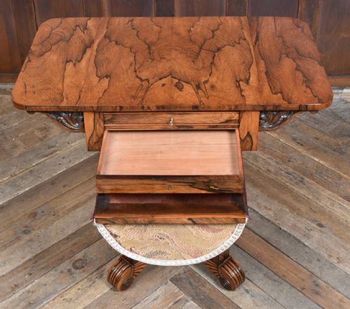 VICTORIAN DROPLEAF ROSEWOOD WORK TABLE - ADDITIONAL PHOTO 10
