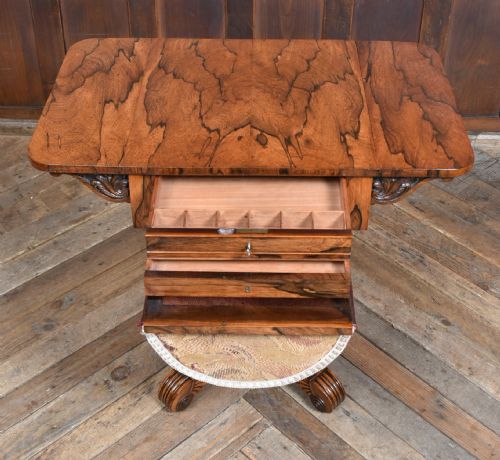 VICTORIAN DROPLEAF ROSEWOOD WORK TABLE - ADDITIONAL PHOTO 11