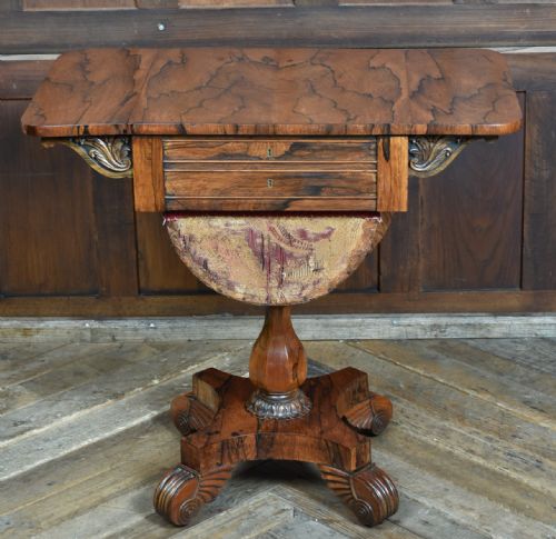 VICTORIAN DROPLEAF ROSEWOOD WORK TABLE - ADDITIONAL PHOTO 14