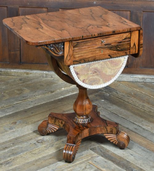 VICTORIAN DROPLEAF ROSEWOOD WORK TABLE - ADDITIONAL PHOTO 17