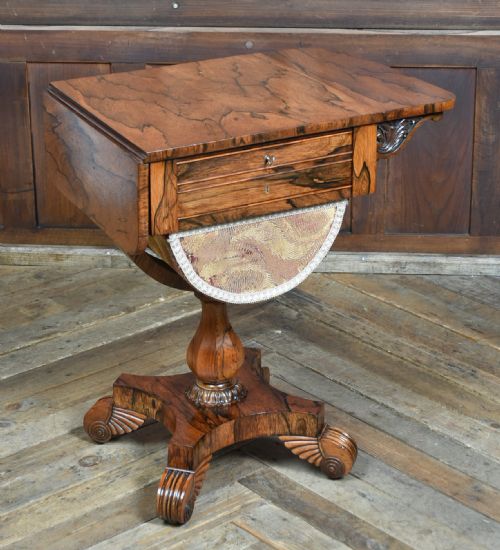 VICTORIAN DROPLEAF ROSEWOOD WORK TABLE - ADDITIONAL PHOTO 18