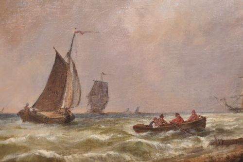 19THCENTURY OIL ON CANVAS COASTAL SCENE - ADDITIONAL PHOTO 2