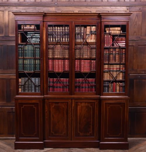 edwardian breakfront bookcase - CATEGORY: ANTIQUE BOOKCASES - DATED EDWARDIAN