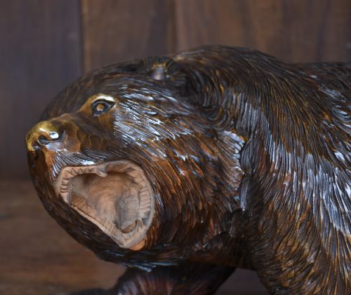 JAPANESE CARVED WOODEN BEAR - ADDITIONAL PHOTO 1
