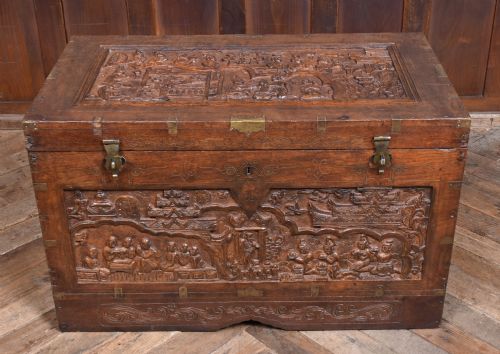 19THCENTURY INDIAN TEAK STORAGE CHEST - ADDITIONAL PHOTO 1