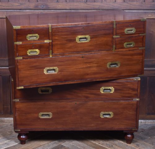 MAHOGANY CAMPAIGN CHEST OF DRAWERS - ADDITIONAL PHOTO 8