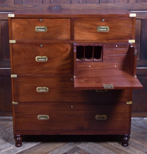 MAHOGANY SECRETAIRE CAMPAIGN CHEST - ADDITIONAL PHOTO 7