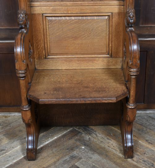 VICTORIAN OAK GOTHIC REVIVAL STYLE OAK HALL CHAIR - ADDITIONAL PHOTO 3