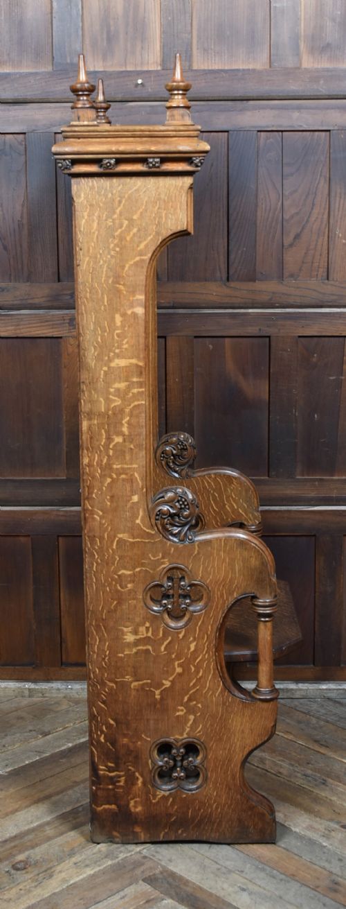 VICTORIAN OAK GOTHIC REVIVAL STYLE OAK HALL CHAIR - ADDITIONAL PHOTO 6