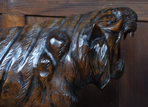 JAPANESE TIGER WOODEN SCULPTURE - ADDITIONAL PHOTO 6